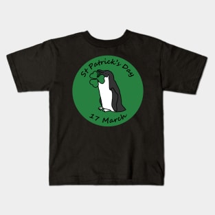 Penguin and Shamrock St Patricks Day Kids T-Shirt